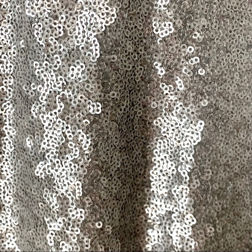 PEEK Silver Sequin Knit Skirt Elastic Drawstring Waist Grey Sparkle Shimmer 8/L - Picture 5 of 8